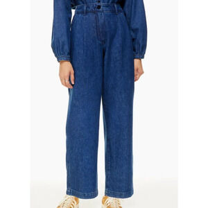 Aritzia Wilfred Free Women's High Waisted Pleated Embark Jean Deep Dark Indigo 4